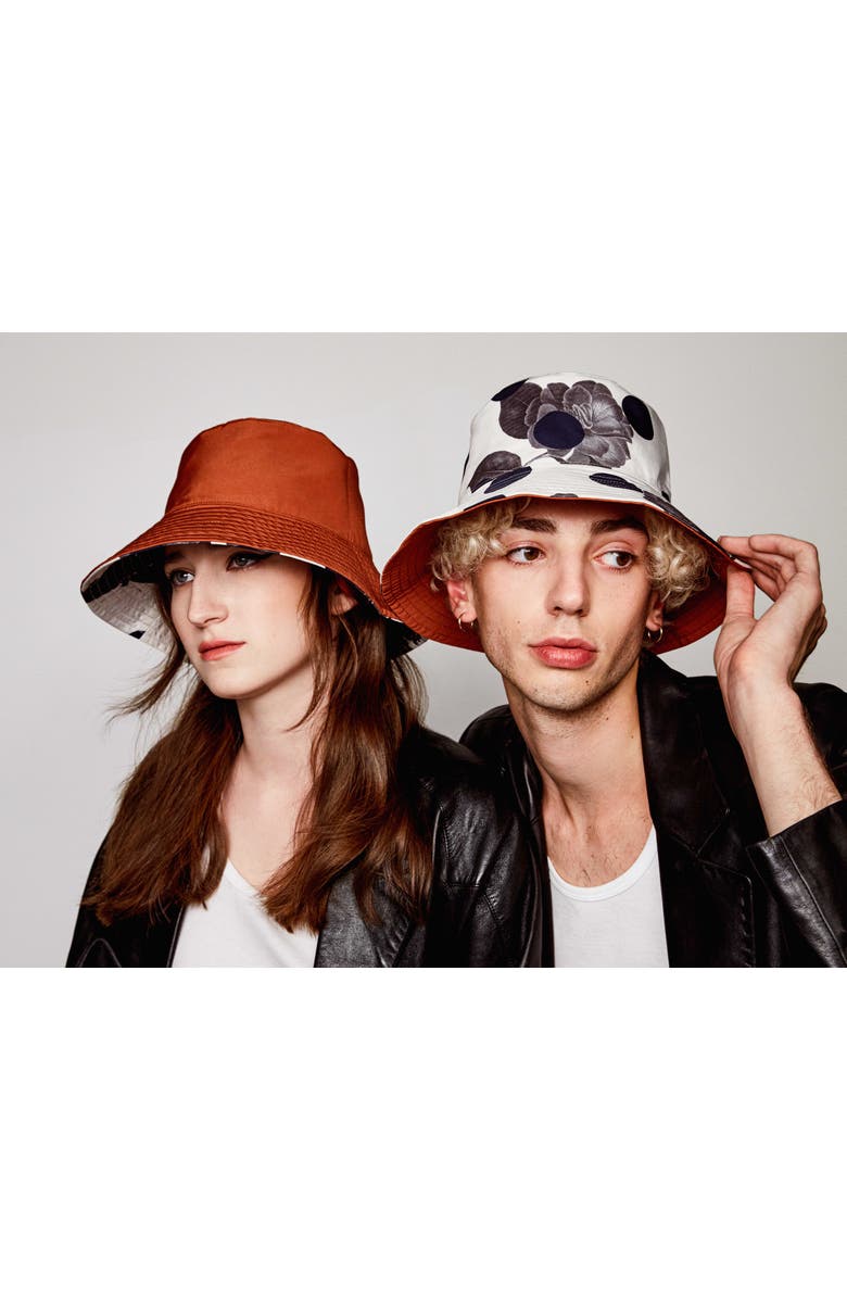 Lost Pattern "Noir Floral" Reversible  Bucket Hat, Alternate, color, White