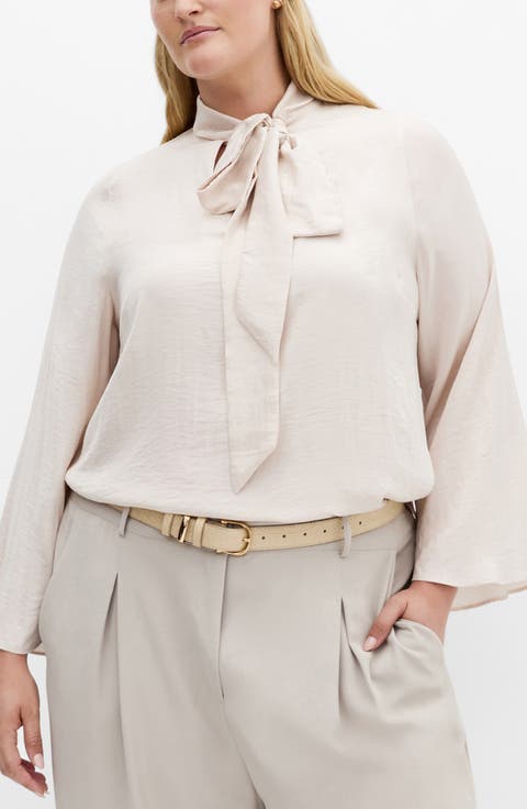 Mahalia Tie Neck Satin Top (Plus)