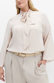 City Chic Mahalia Tie Neck Satin Top