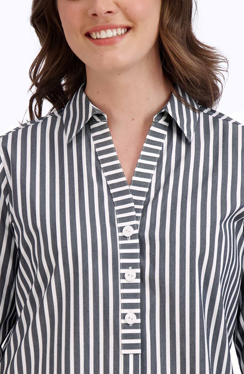 Foxcroft Pamela Stripe Blouse, Alternate, color, Black