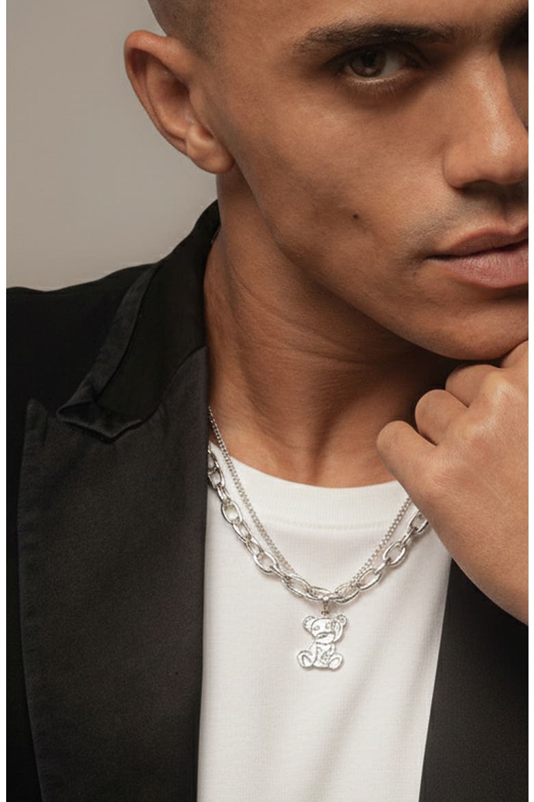 Teddy Silver Necklace, Alternate, color, Silver