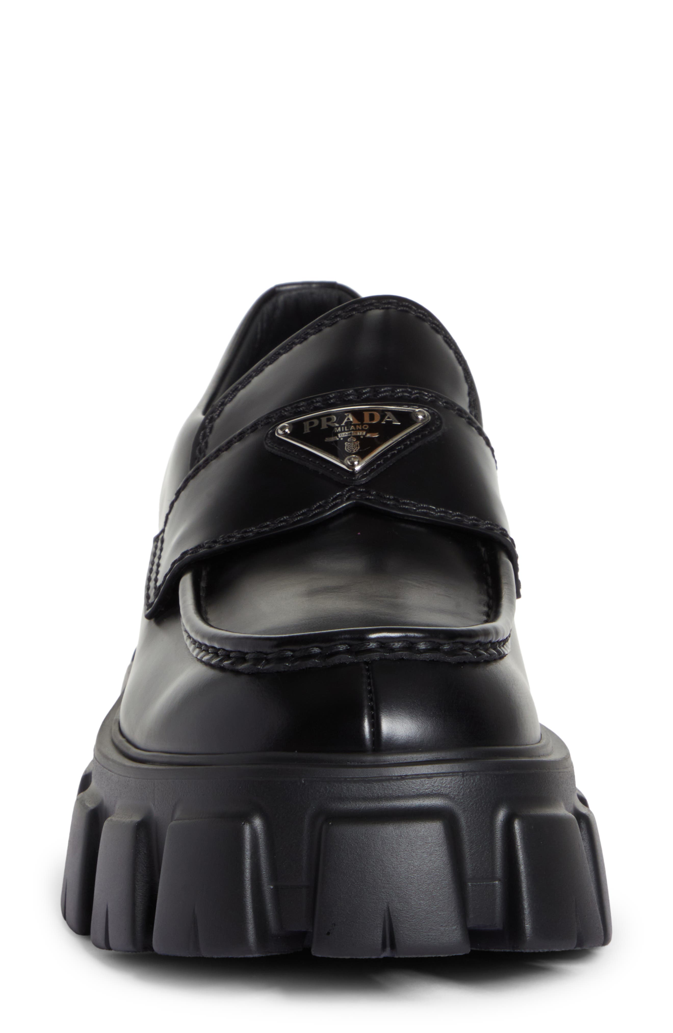 Prada Monolith Lug Sole Loafer, Alternate, color, 