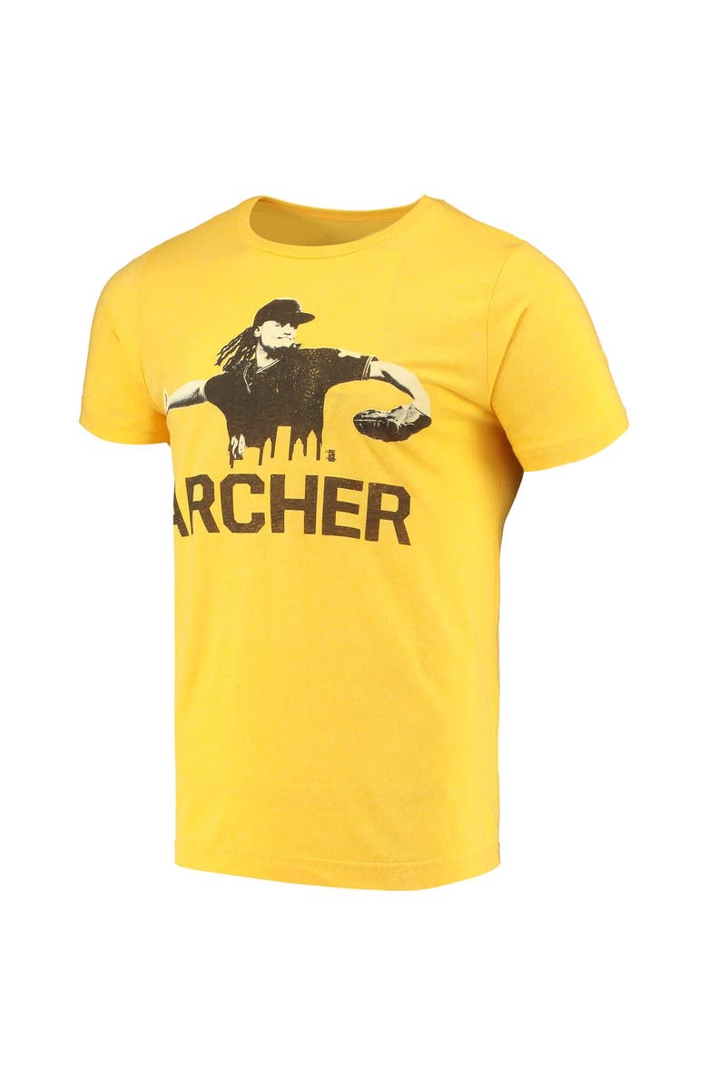 108 STITCHES Men's Chris Archer Gold Pittsburgh Pirates Player Skyline Tri-Blend T-Shirt, Alternate, color, 