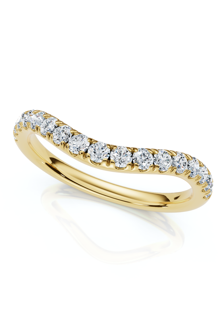 Curved Diamond Wedding Ring Enhanced 1/3Ct 14k Gold or Platinum Lab Grown, Main, color, 14k Yellow Gold