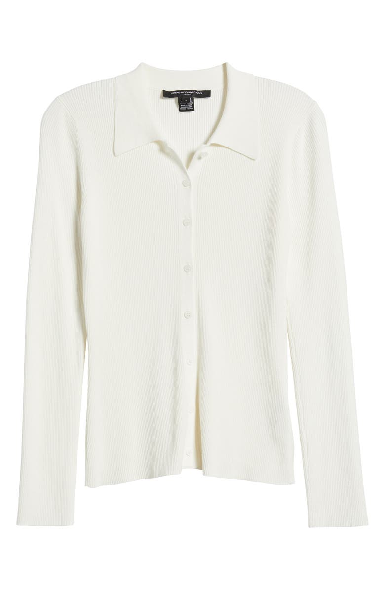 French Connection Nadina Rib Button-Up Shirt, Alternate, color, 10-Summer White