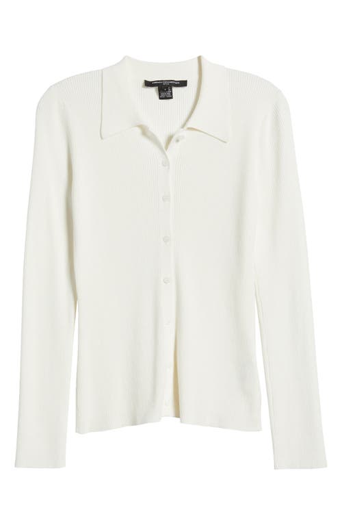 French Connection Nadina Rib Button-up Shirt In 10-summer White