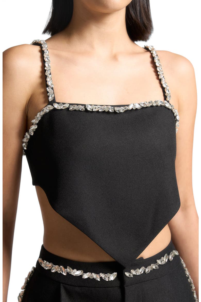 Eloise Embellished Strap Handkerchief Top, Alternate, color, Black