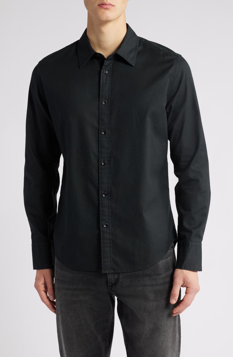rag & bone Tomlin Cotton Dobby Button-Up Shirt, Main, color, Jetblk