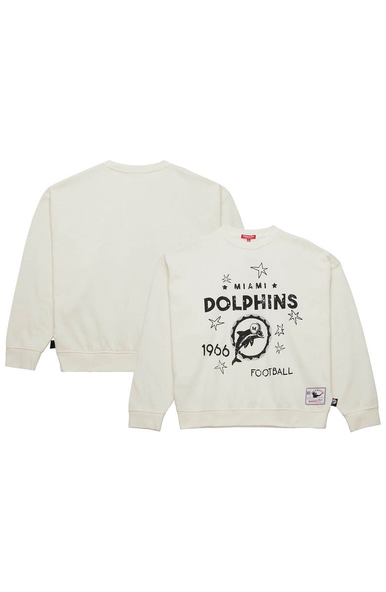 Mitchell & Ness Women's Mitchell & Ness Cream Miami Dolphins Throwback Logo 3.0 Pullover Sweatshirt, Main, color, Cream
