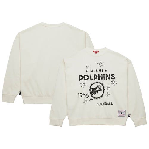 Mitchell & Ness Cream Miami Dolphins Throwback Logo 3.0 Pullover Sweatshirt
