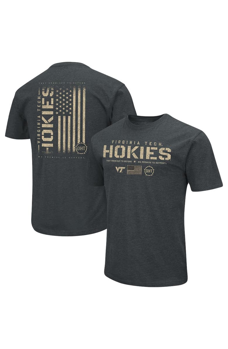 COLOSSEUM Men's Colosseum Heathered Black Virginia Tech Hokies OHT Military Appreciation Flag 2.0 T-Shirt, Main, color, 