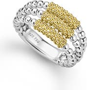 LAGOS Two-Tone Caviar Three Row Ring