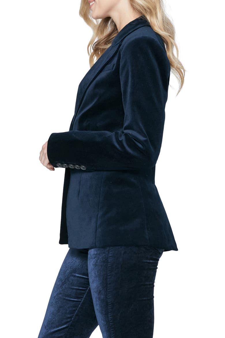 Chelsee Stretch Velvet Blazer, Alternate, color, DPNVY