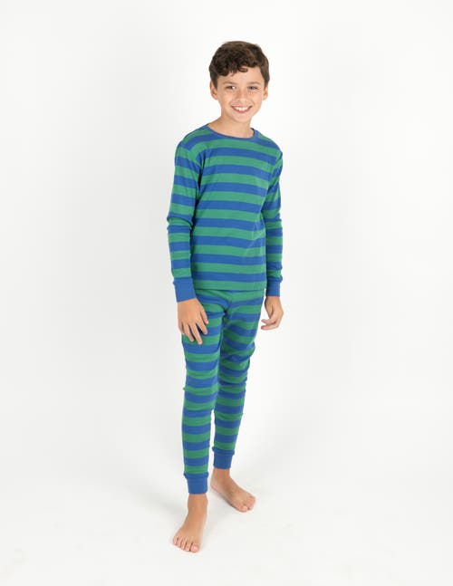 Leveret Kids Cotton Two-piece Pajamas, Stripes, Solids & Tie Dye In Blue