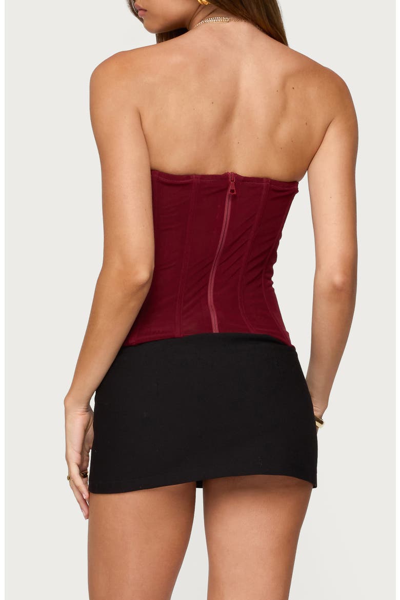 Guinivere Smocked Strapless Coreset Top, Alternate, color, BURGUNDY