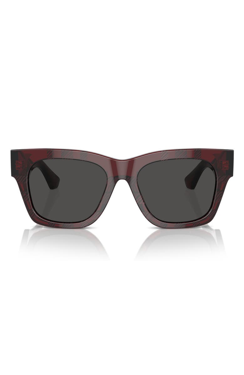 Burberry Elevated Check 52mm Square Sunglasses, Alternate, color, Red