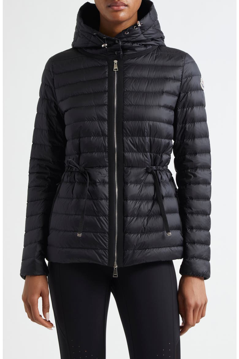 Raie Short Nylon Down Puffer Jacket, Main, color, BLACK/BLACK