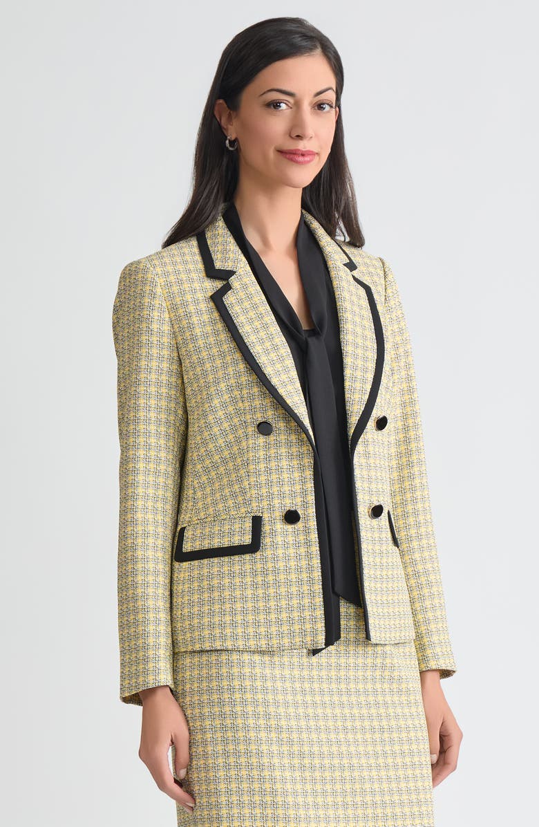 KASPER Faux Double Breasted Blazer, Alternate, color, Black/ Pale Yellow Mlt