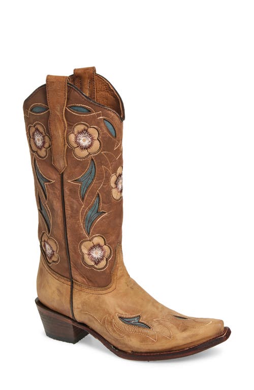 G Circle G Floral Embroidery Western Boot In Brown