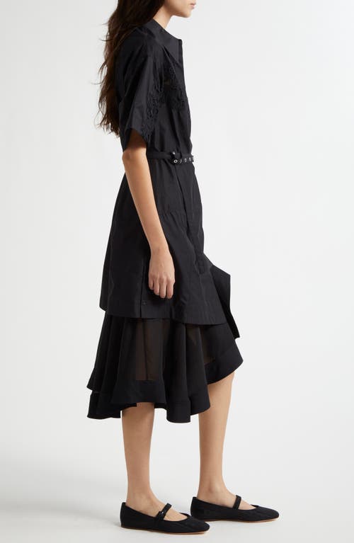 3.1 Phillip Lim Cascade Hem Belted Shirtdress In Black