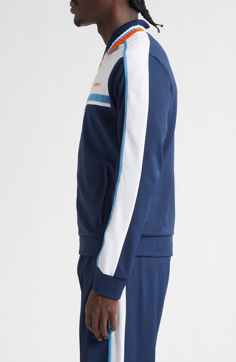 Casablanca Textured Colorblock Track Jacket, Alternate, color, Navy / White