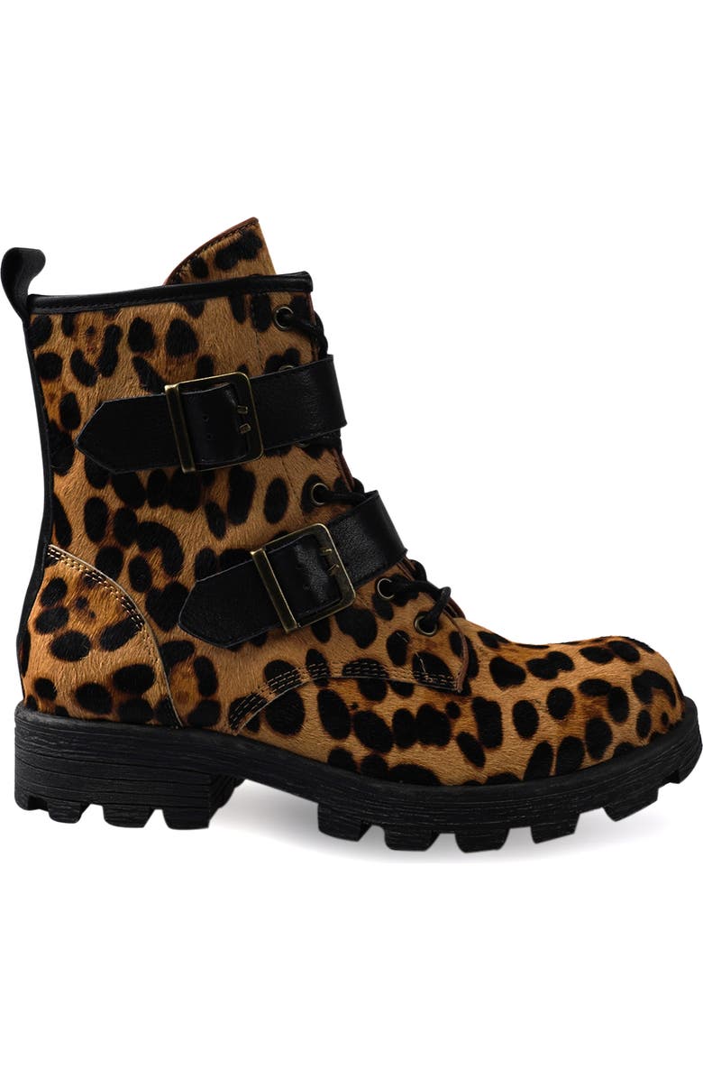 Candie's Stanza Lug Sole Moto Bootie, Alternate, color, Leopard Multi