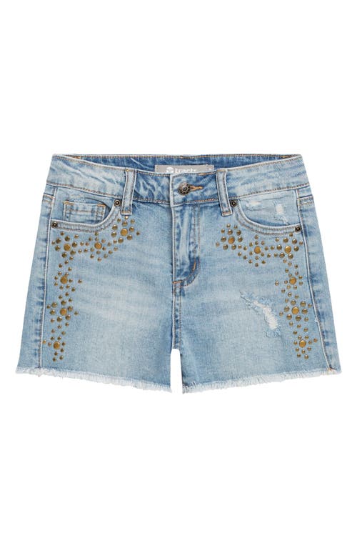 Shop Tractr Kids' Studded Pocket Denim Shorts In Indigo