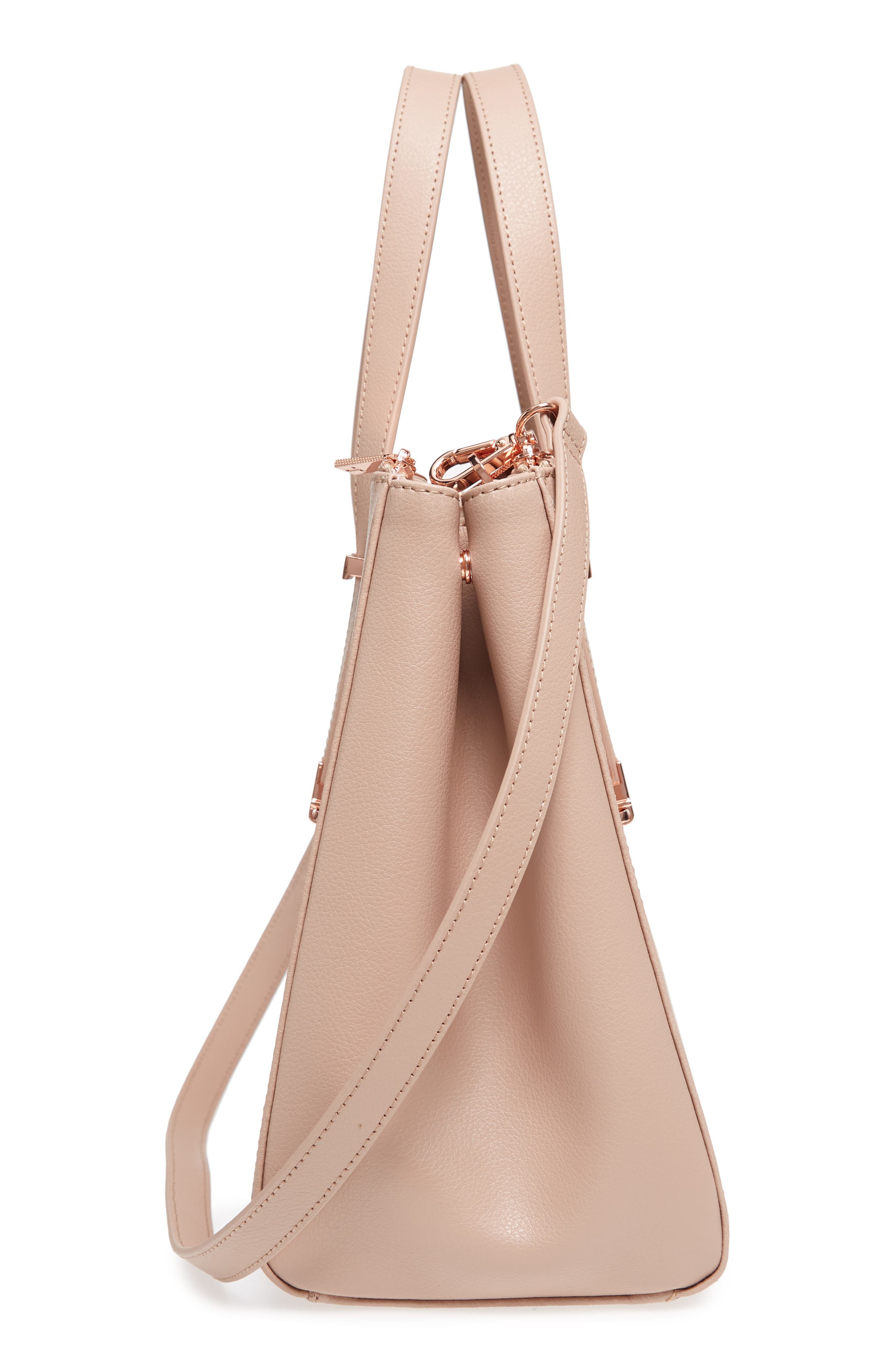 Aminaa Large Adjustable Handle Leather Shopper, Alternate, color, MINK