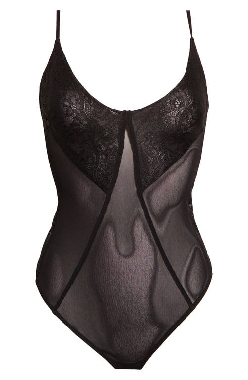 Free People Take My Number Lace & Mesh Bodysuit
