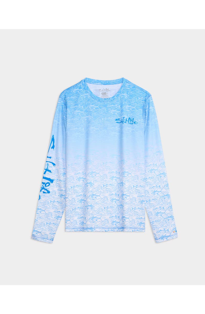 Salt Life Current and Catch Fade 2.0 Perforated Tee, Main, color, Azure Blue