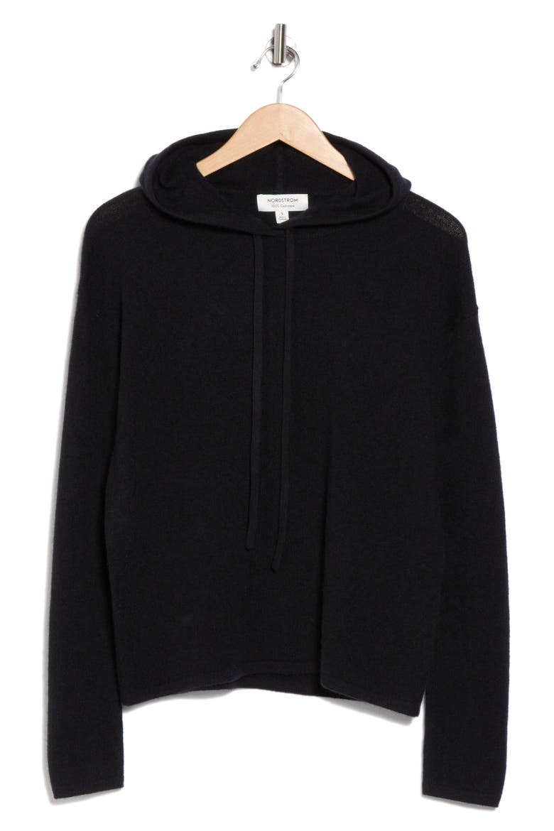 Cashmere Sweater Hoodie, Alternate, color, BLACK ROCK