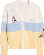 Thom Browne Nantucket Sailboat Embroidered Cotton Cardigan