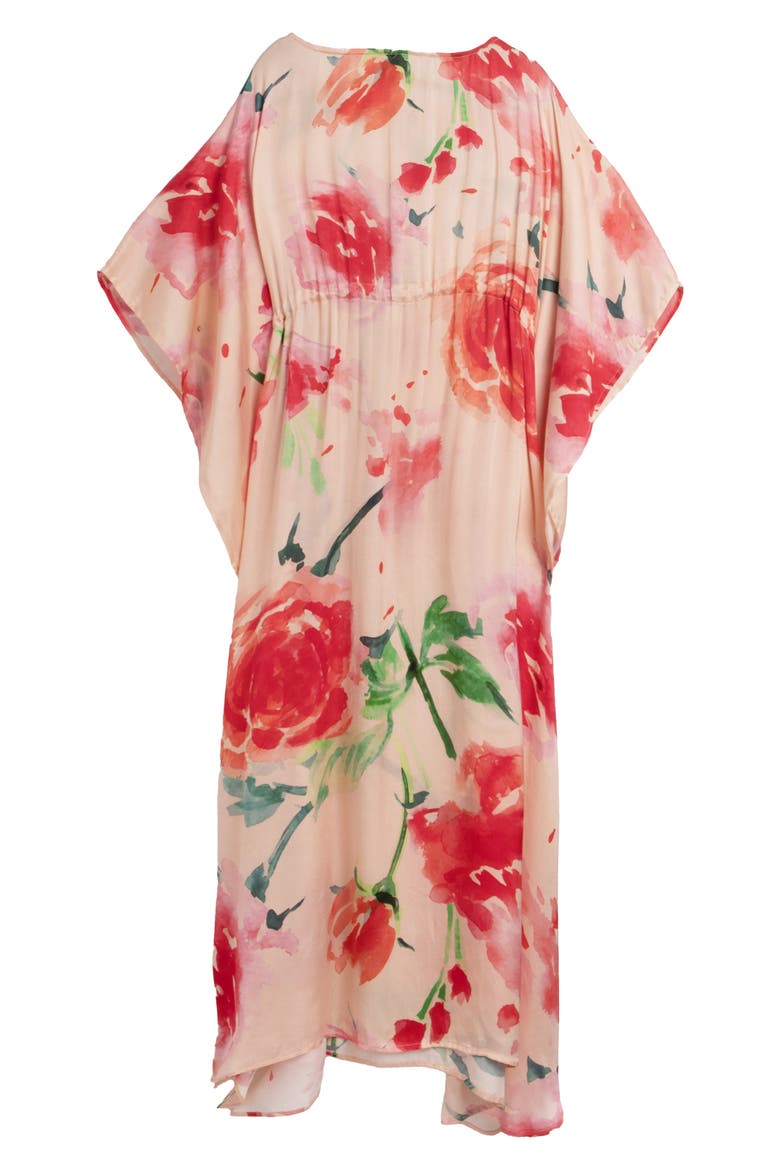 Graceful Blossom Floral Print Cover-Up Kaftan, Alternate, color, MULTI