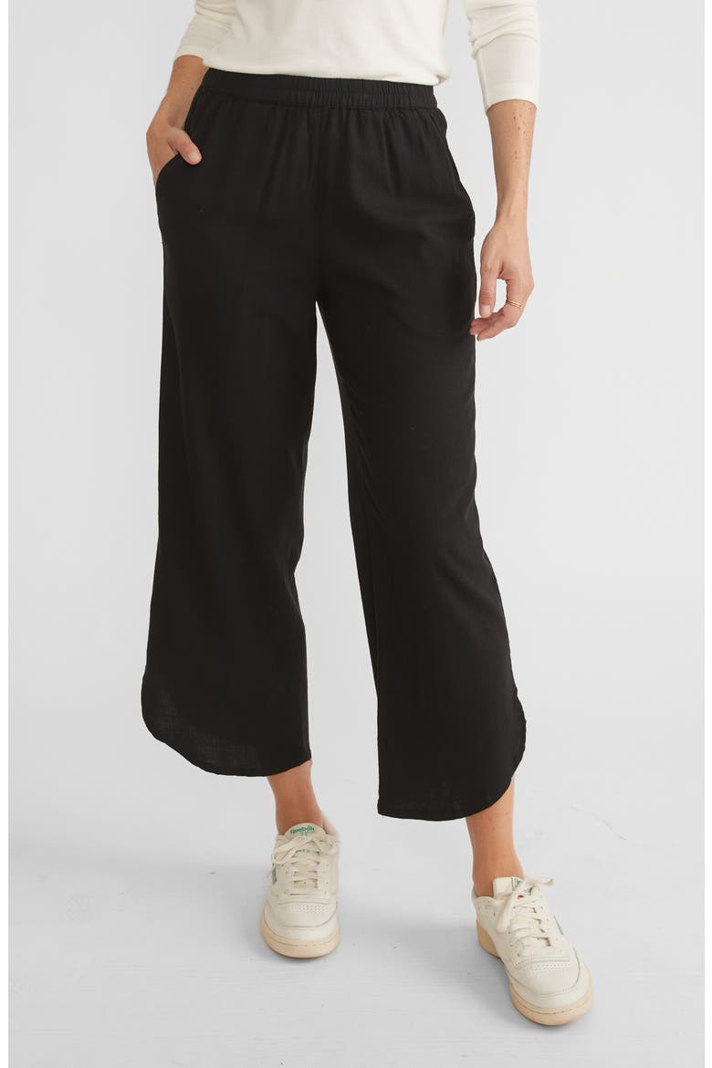 Allison Pull-On Crop Wide Leg Pants, Main, color, BLACK