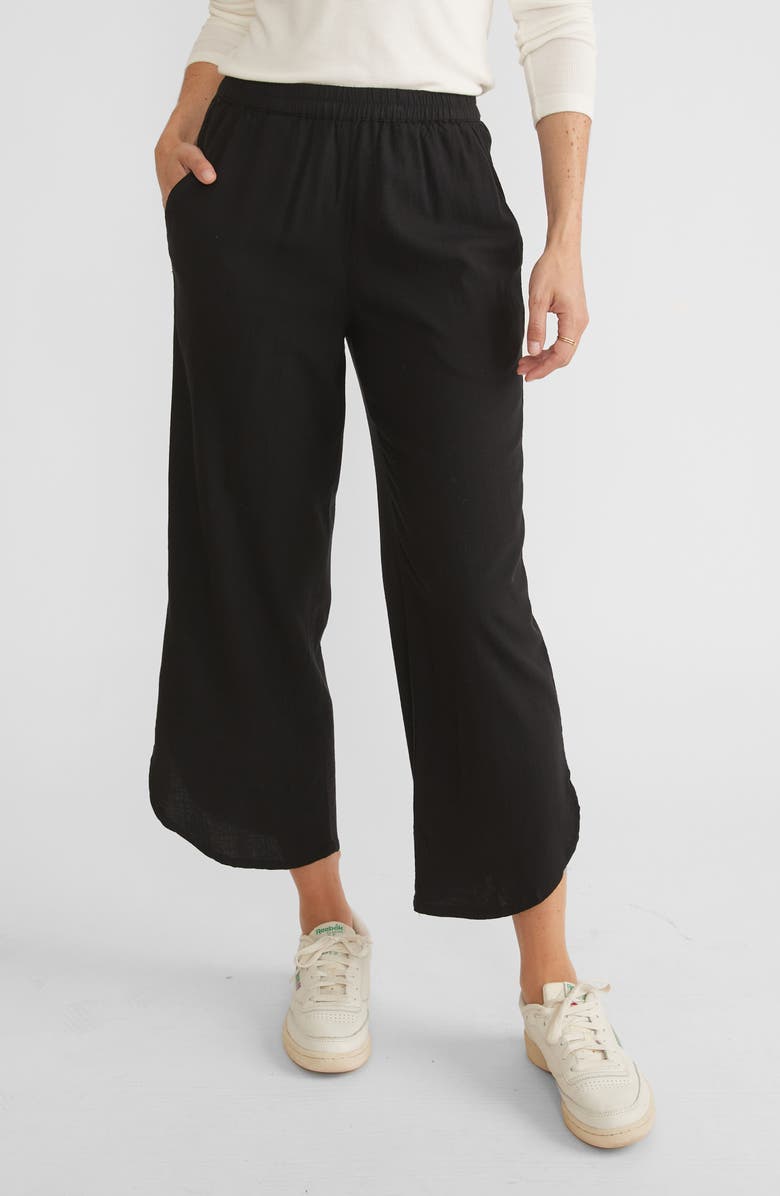 Marine Layer Allison Pull-On Crop Wide Leg Pants, Main, color, Black