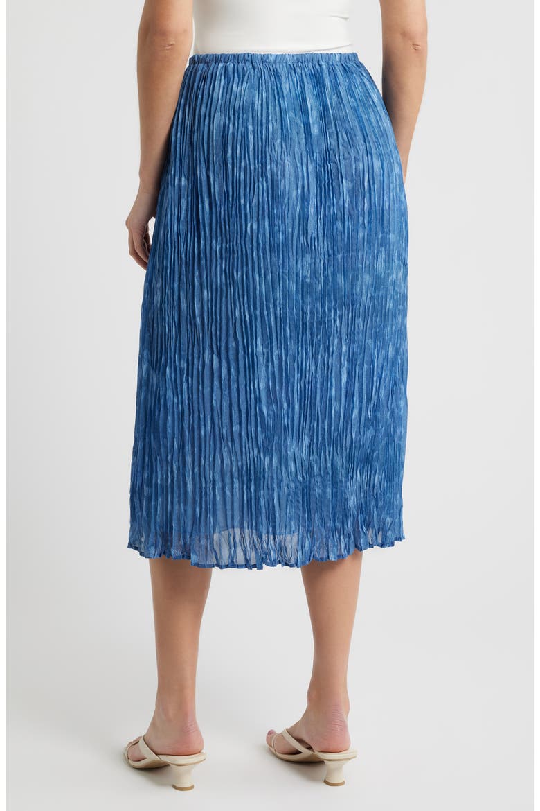 Pleated Midi Skirt, Alternate, color, INDIGO IKAT FLORAL