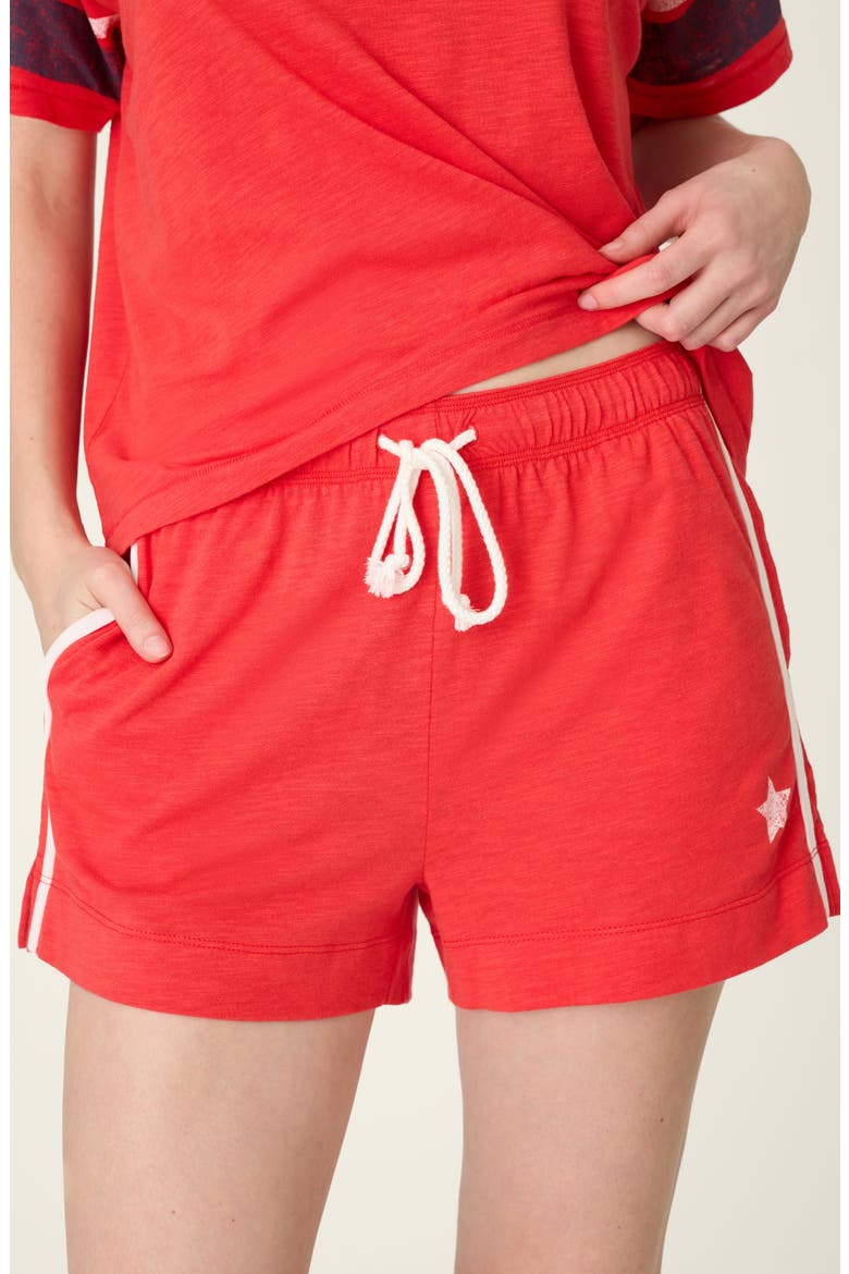 Star Spangled Summer Drawstring Shorts, Main, color, TRUE SCARLET