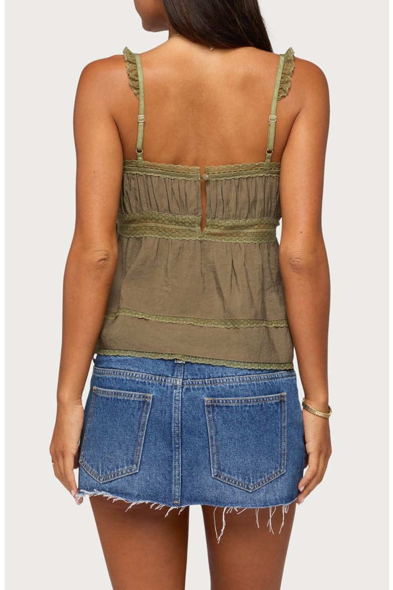 Mable Lace Trim Tiered Babydoll Tank, Alternate, color, OLIVE