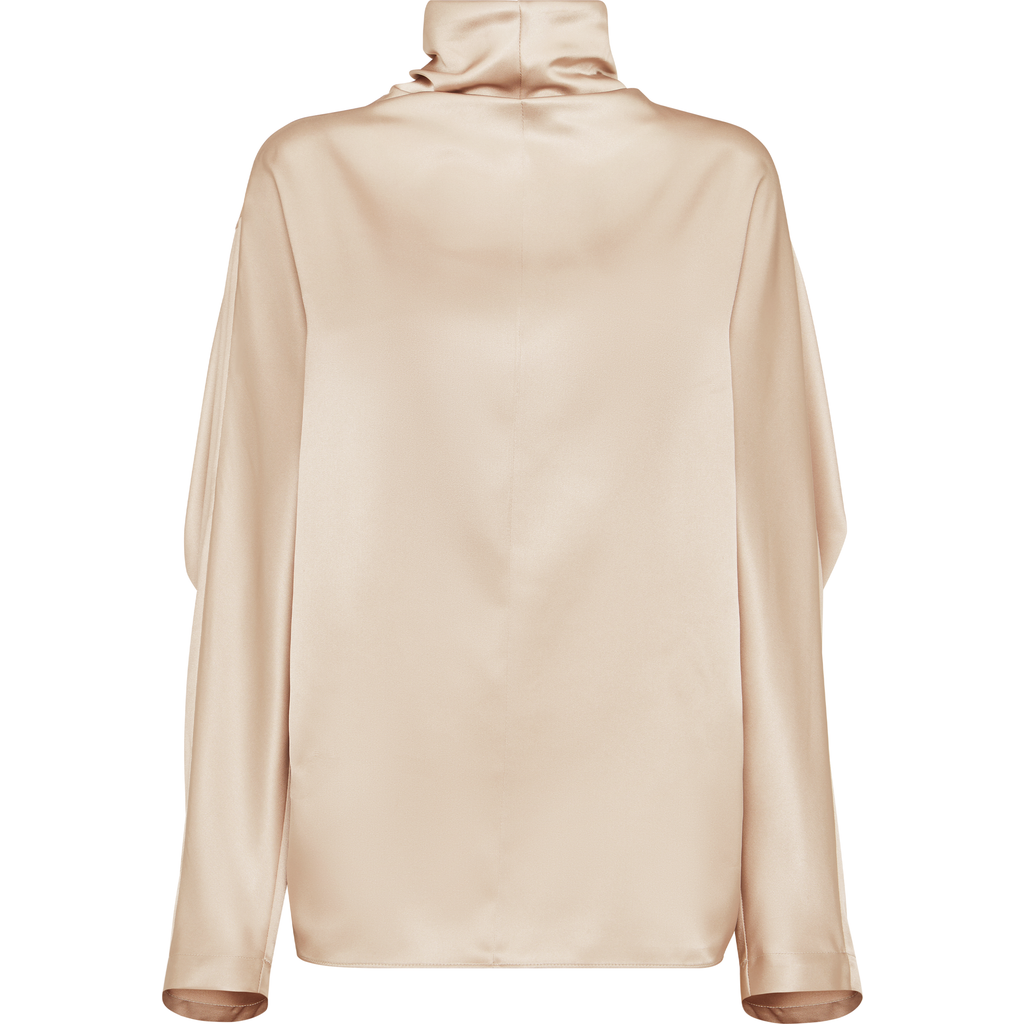 Brunello Cucinelli Double Silk Satin Blouse In Gold