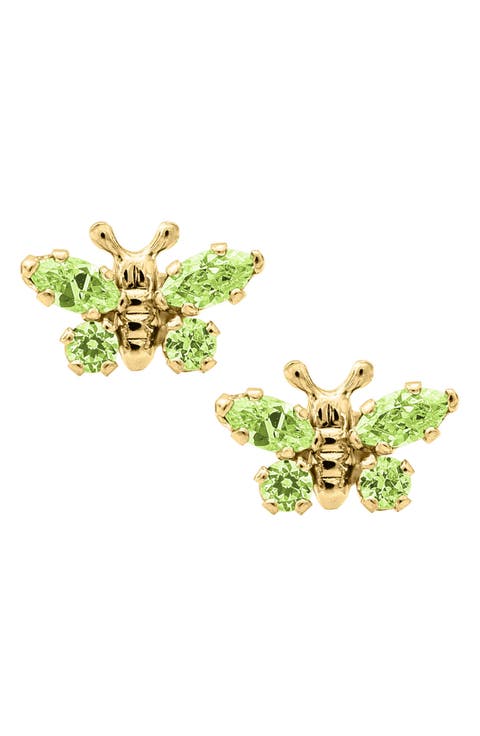 Butterfly Birthstone Gold Earrings (Baby)