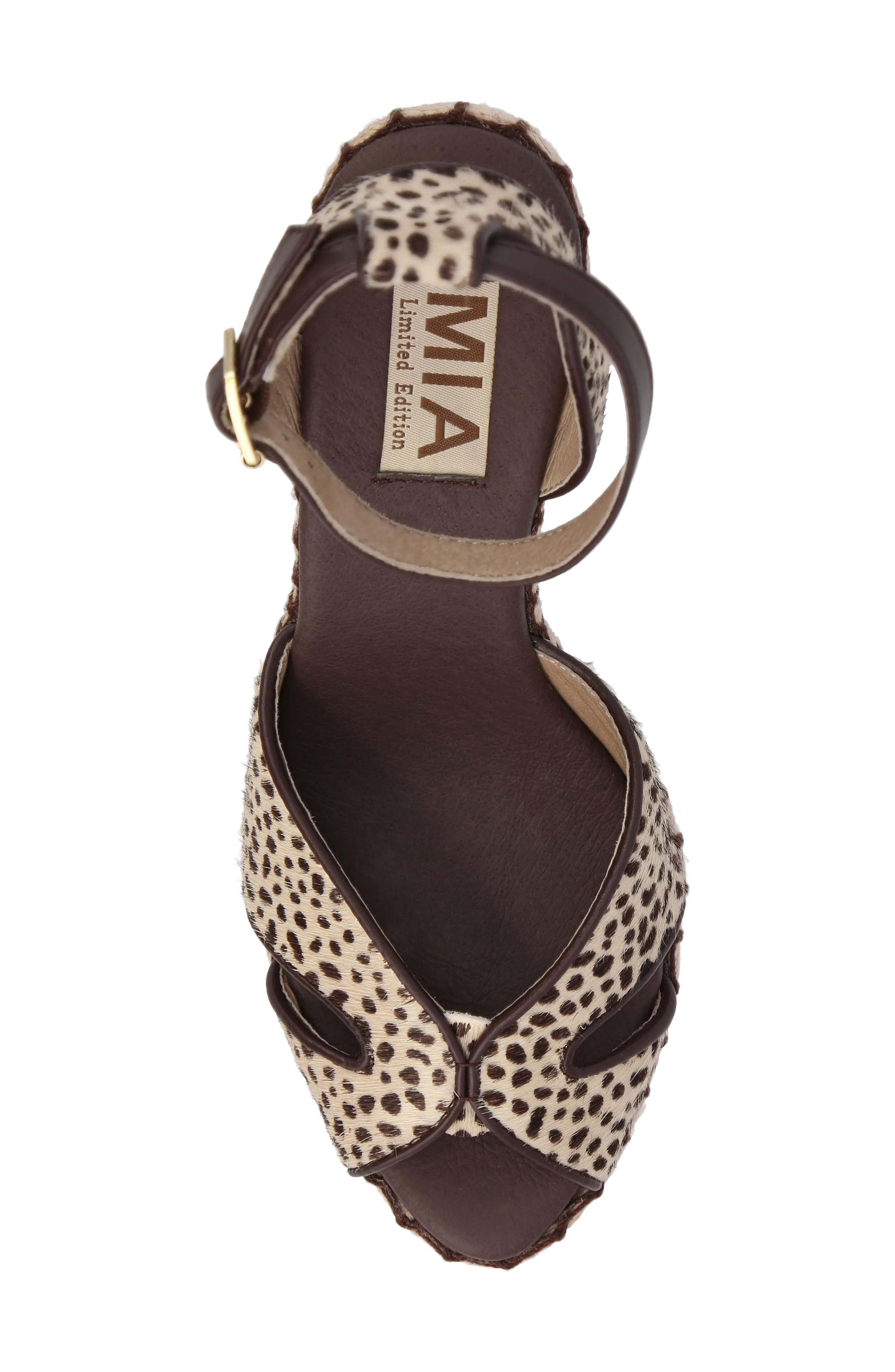 Mallorca Ankle Strap Espadrille Genuine Calf Hair Platform Wedge Sandal, Alternate, color, CHEETAH CALF HAIR