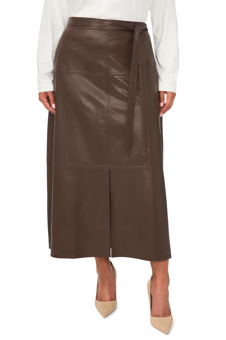 Faux Leather Tiered Seam Maxi Skirt, Main, color, DELICIOSO