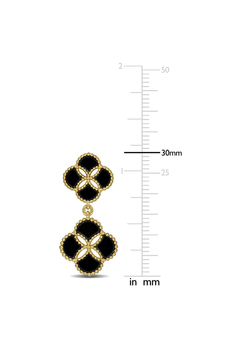 Black Agate Quatrefoil Drop Earrings Plated-Silver, Alternate, color, Black Agate