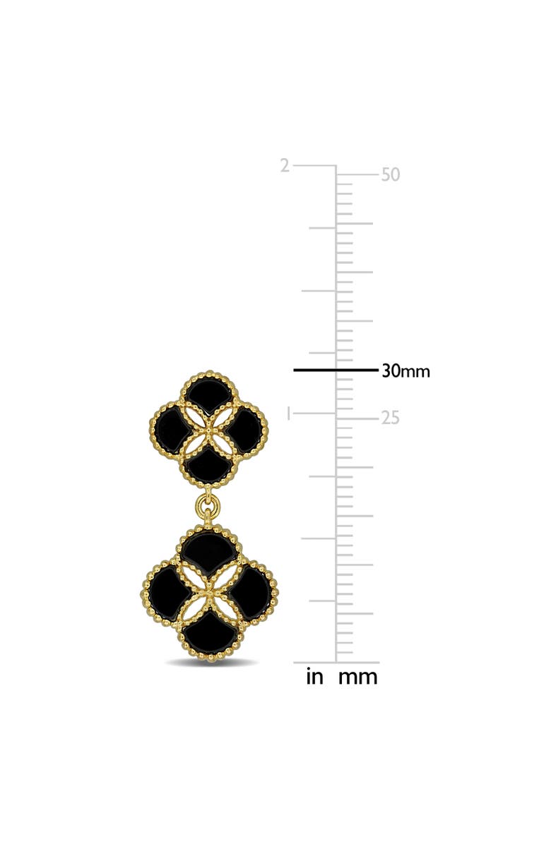 Julianna B. Black Agate Quatrefoil Drop Earrings Plated-Silver, Alternate, color, Black Agate