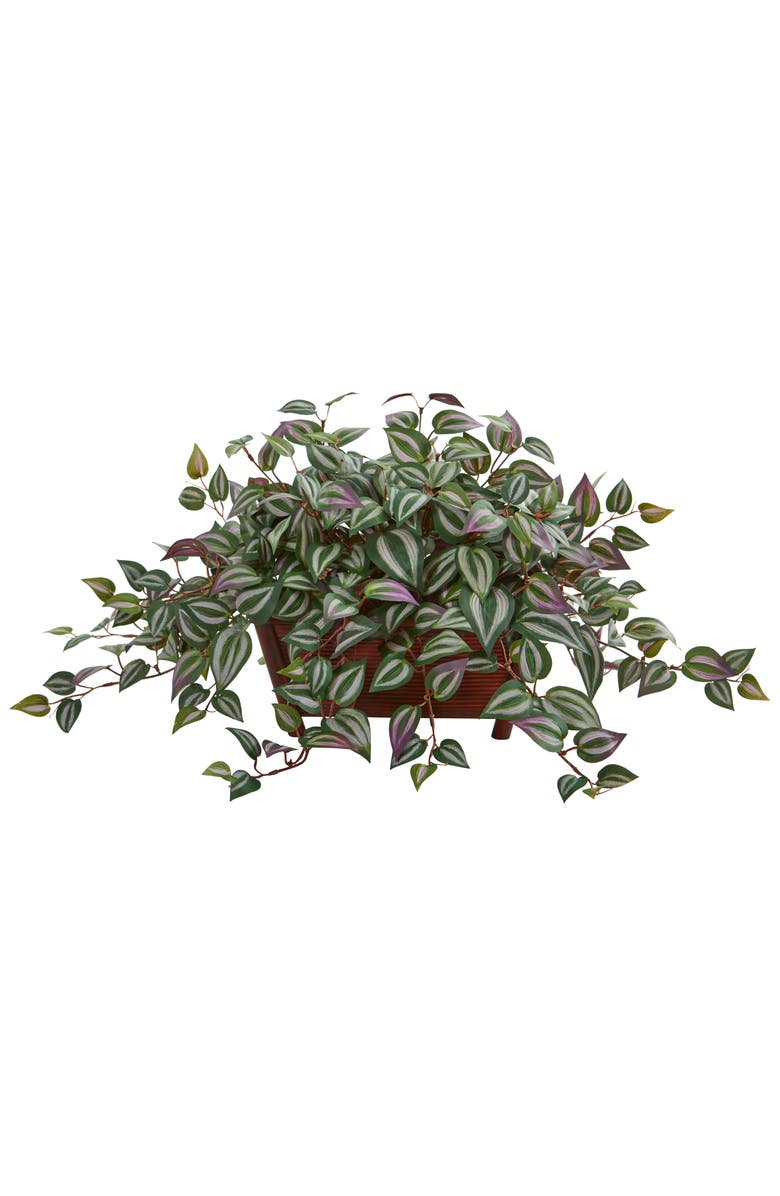 NEARLY NATURAL Wandering Jew Artificial Plant in Decorative Planter, Main, color, Green