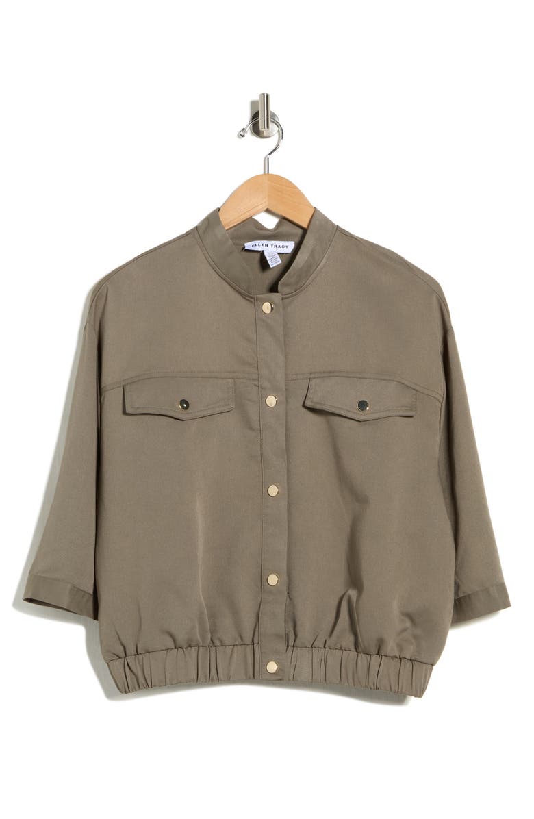 Ellen Tracy Utility Bomber Jacket, Main, color, Light Olive