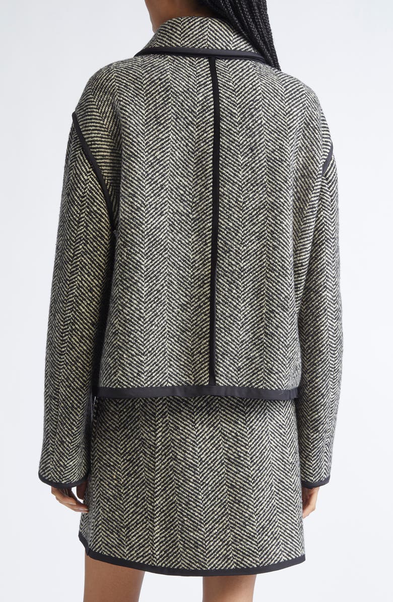 Jil Sander Contrast Trim Wool Blend Herringbone Jacket, Alternate, color, Military Speckle
