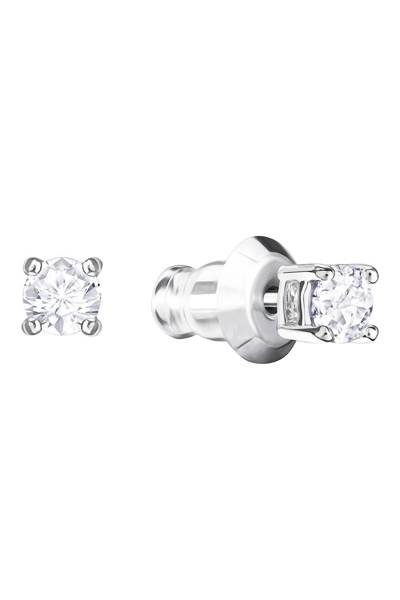 Stilla Swarovski Crystal Stud Earrings, Main, color, SILVER / CLEAR CRYSTAL