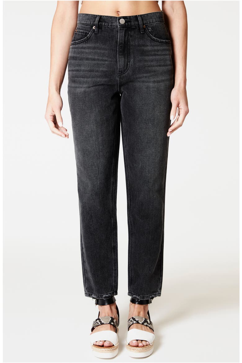 High Waist Tapered Jeans, Alternate, color, BLACK