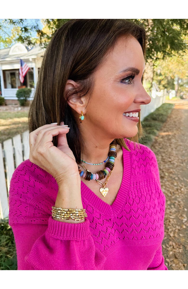 Erin McDermott Jewelry Turquoise Oval Mini Hoops, Alternate, color, Blue-Green